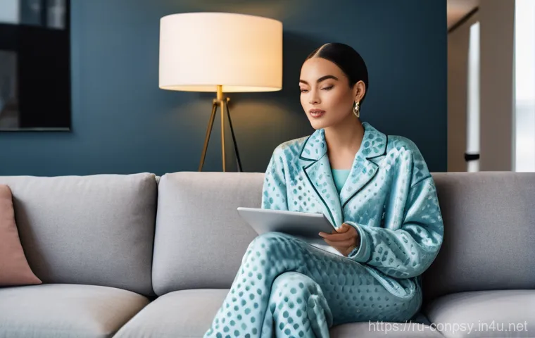 소셜 미디어와 감정적 소비 - **Prompt:** A stylish young woman in her mid-20s, with a trendy haircut and modern makeup, is comfor...