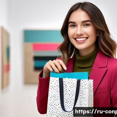 Home 23 소비자 불만족과 감정 경제학 - Joyful Impulse Purchase**
A vibrant and modern art gallery. A young woman, mid-20s, with a radiant s...