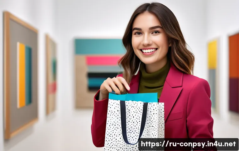 소비자 불만족과 감정 경제학 - Joyful Impulse Purchase**
A vibrant and modern art gallery. A young woman, mid-20s, with a radiant s...