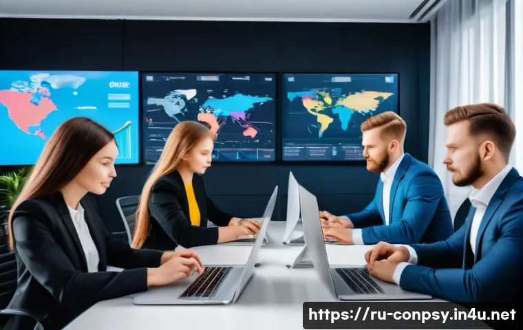 소비자 감정 분석을 통한 마케팅 전략 - A modern marketing office scene in Moscow, showing a diverse team of young Russian professionals ana...